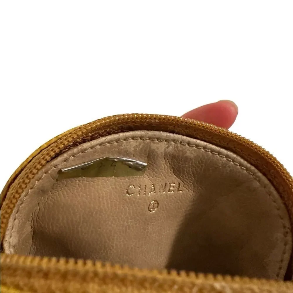 Chanel Yellow Cosmetic Bag with Iconic Logo